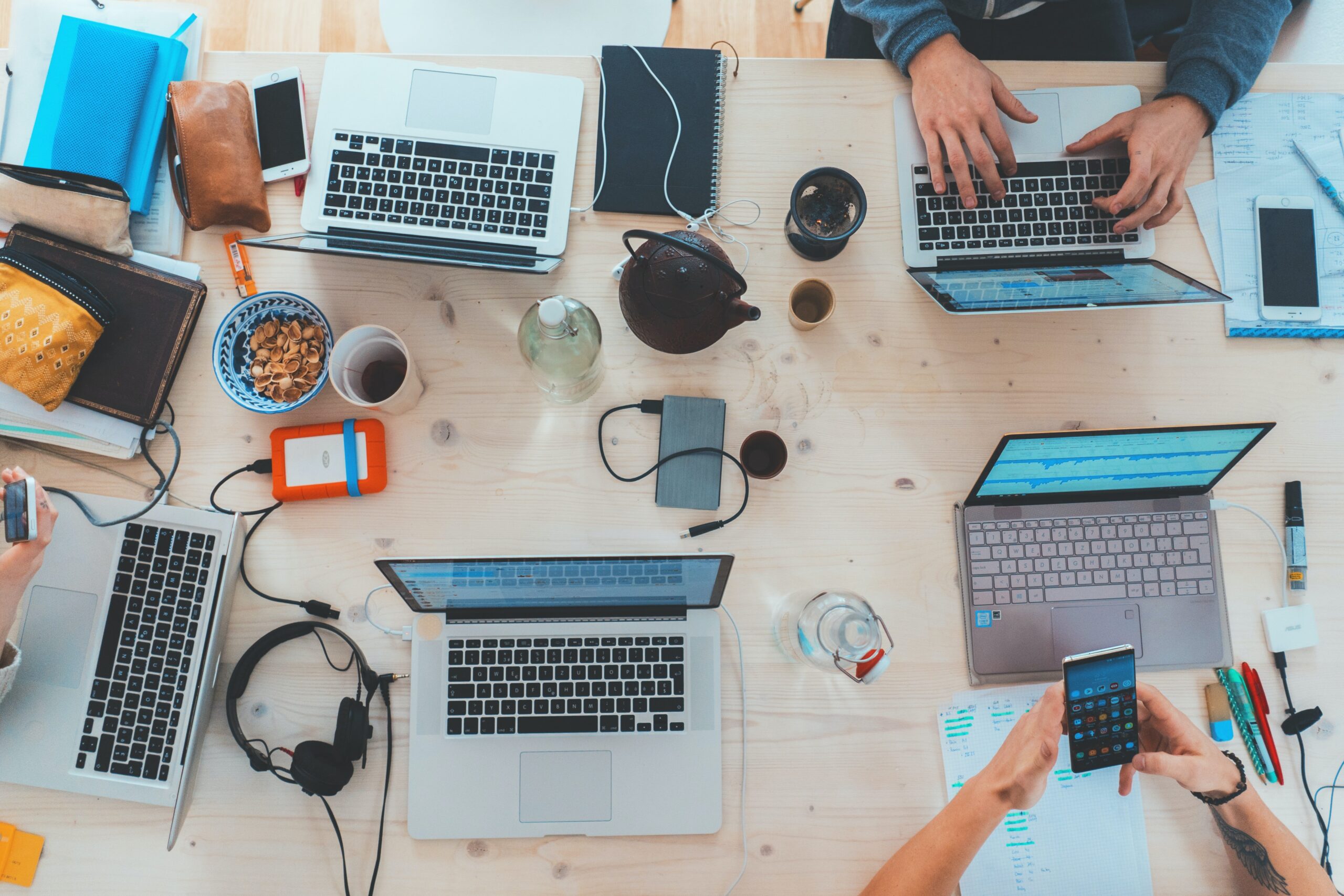 Laptops on a desk