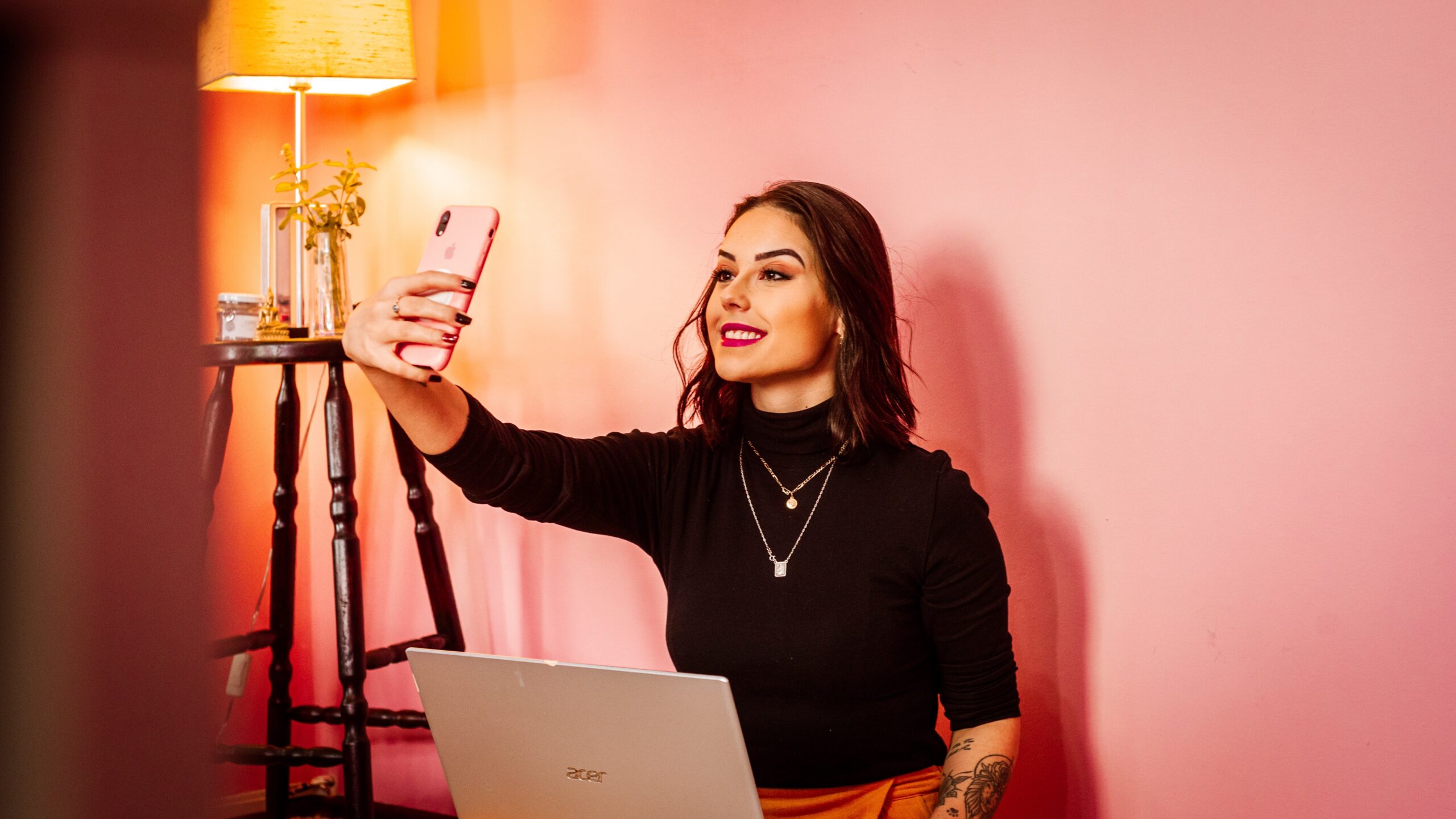 woman taking selfie