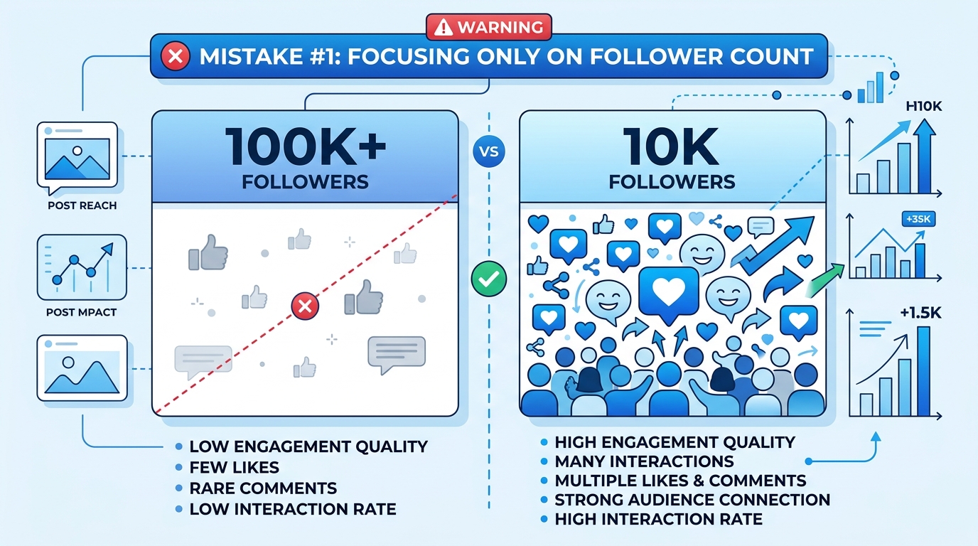Mistake 1: Focusing only on follower count instead of engagement quality